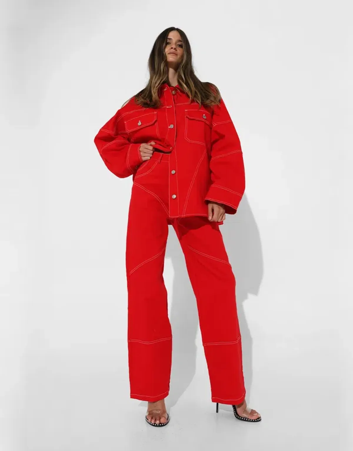 BY.DYLN Cooper Jacket & Cyrus Jeans Red Size 8 - Image 1