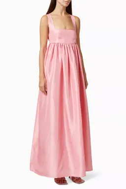 OROTON Strappy Open Back Poplin Maxi Sundress in Pink Strawberry Size 6 for rent on The Volte - image 8
