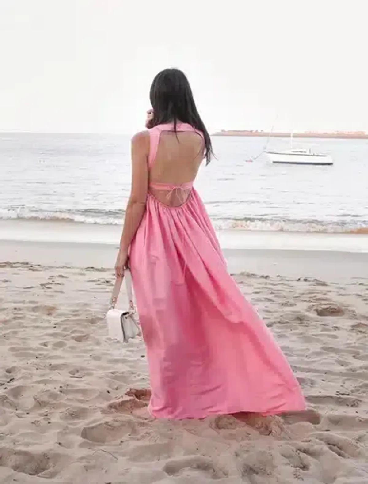 OROTON Strappy Open Back Poplin Maxi Sundress in Pink Strawberry Size 6 - Image 11