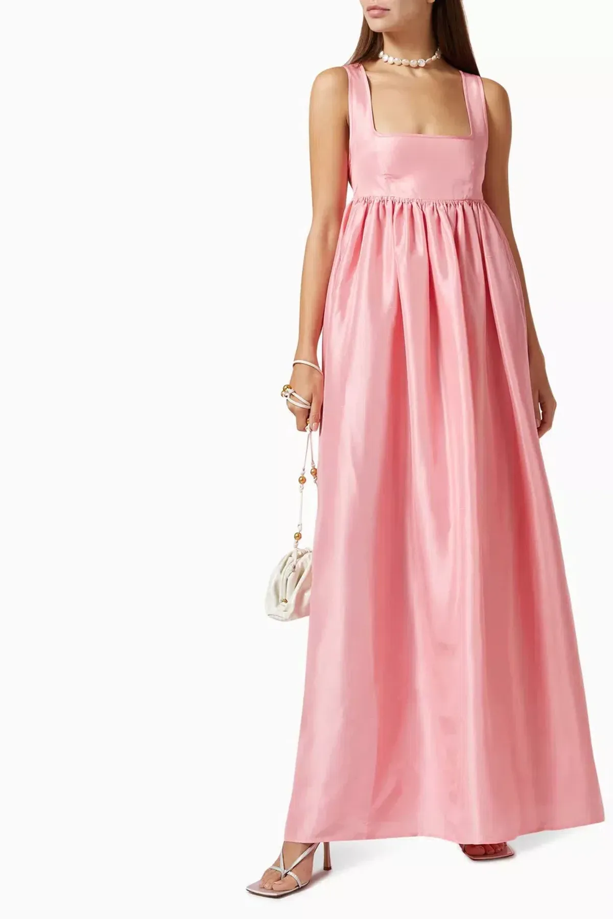 OROTON Strappy Open Back Poplin Maxi Sundress in Pink Strawberry Size 6 - Image 6