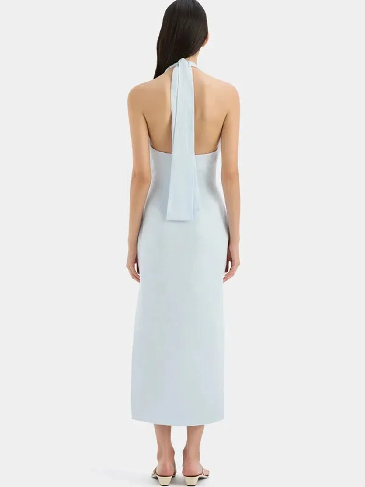 Sir The Label Iris Linen Halterneck Midi Dress in Light Blue AU Size 8 / Sir Size 1 - Image 4