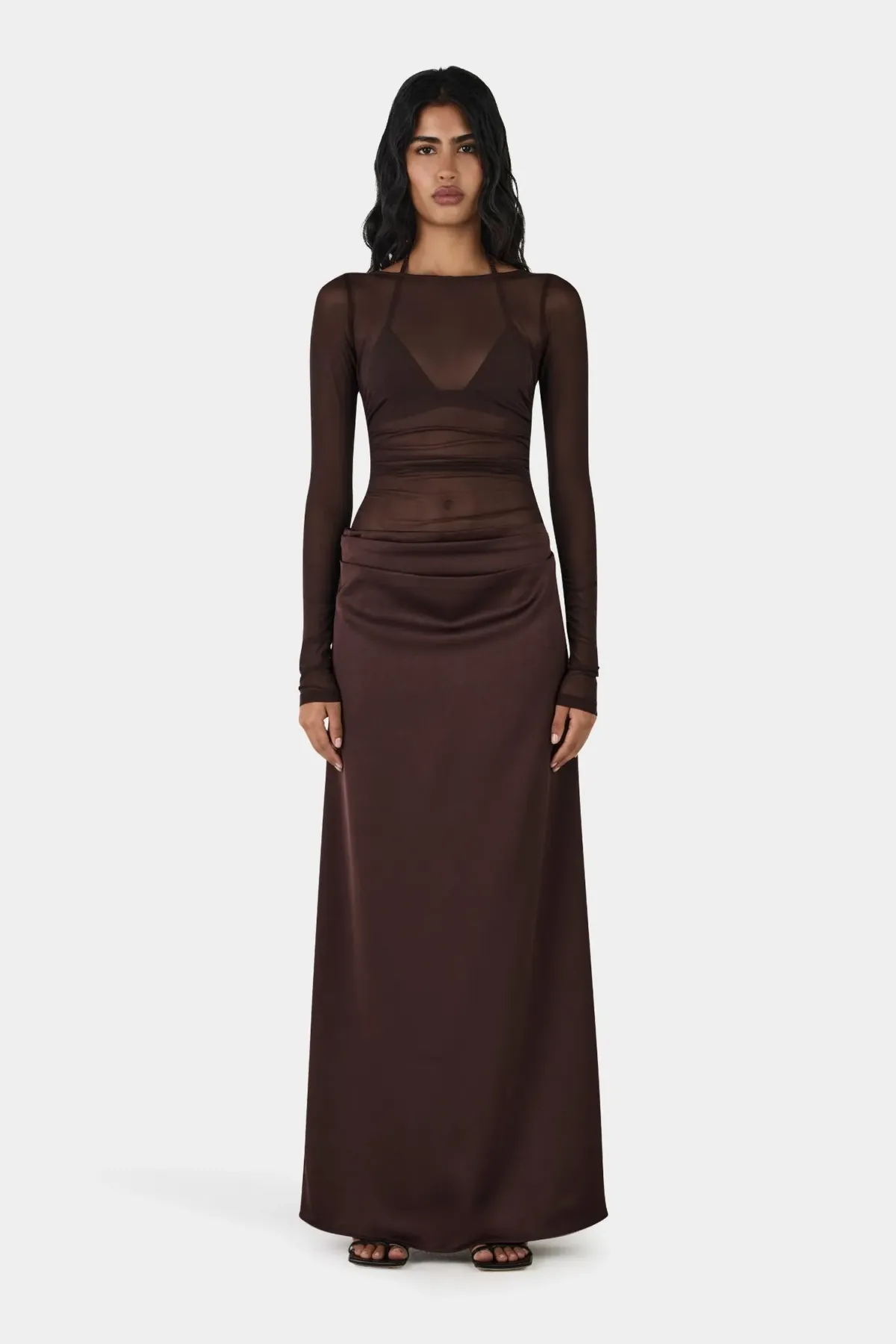 Hansen And Gretel Amy Maxi Dress Chocolate Brown Size 10 - Image 1