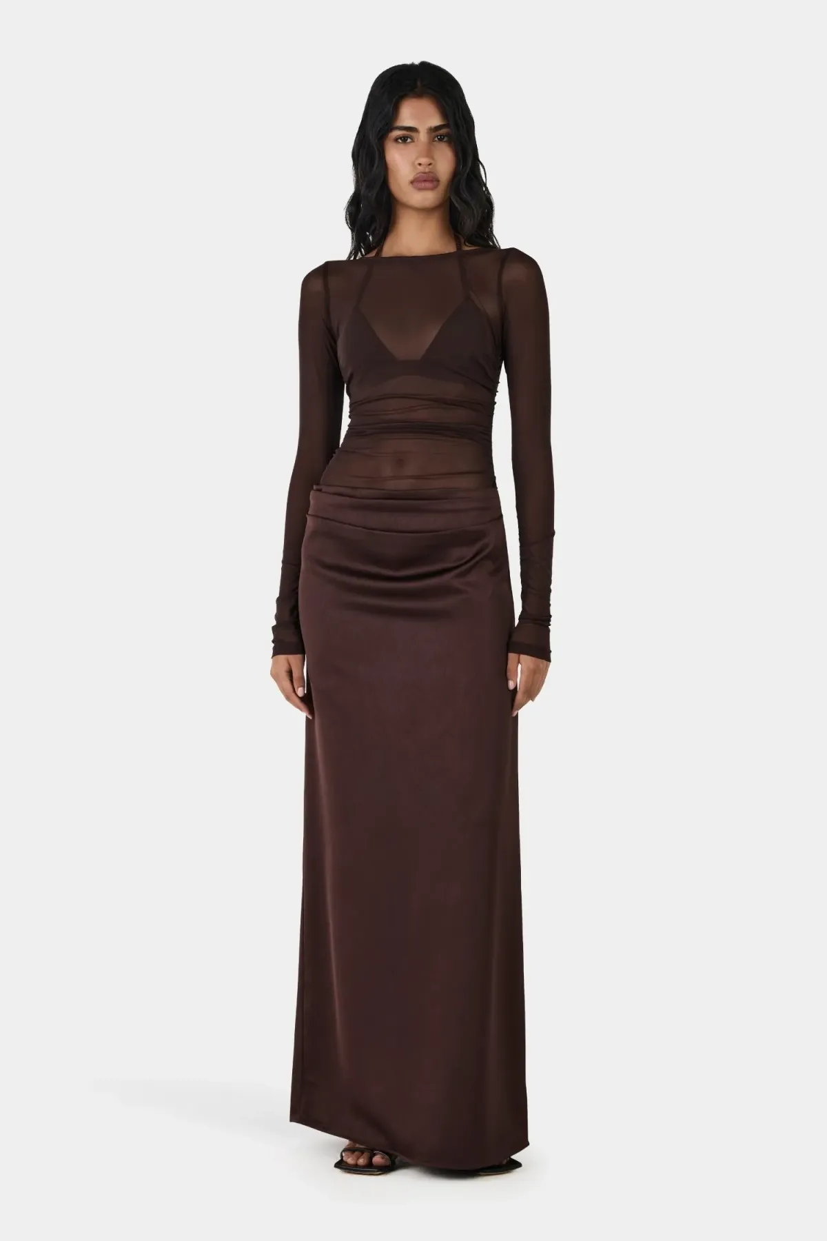 Hansen And Gretel Amy Maxi Dress Chocolate Brown Size 10 - Image 3
