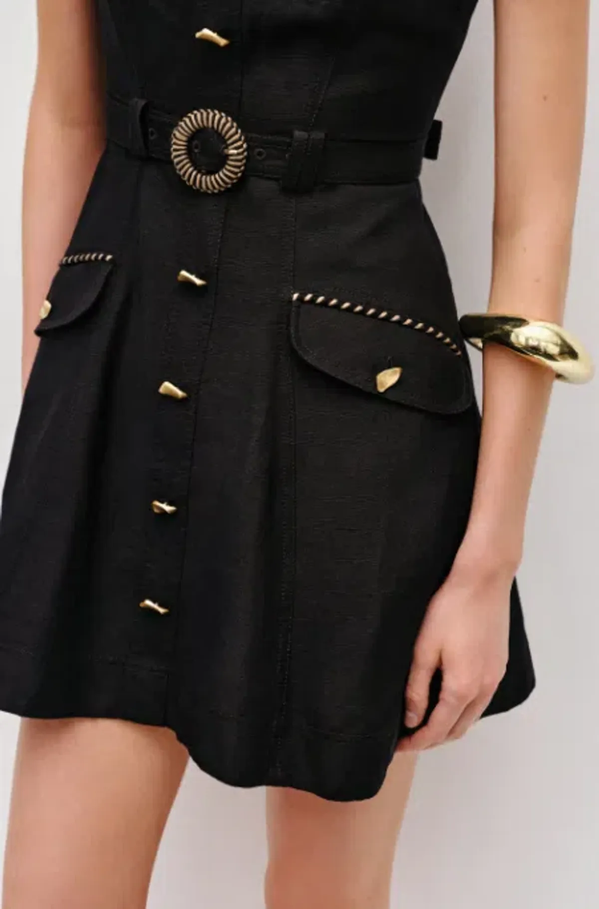 Aje Celeste Utility Black Mini Dress - 10 - Image 4