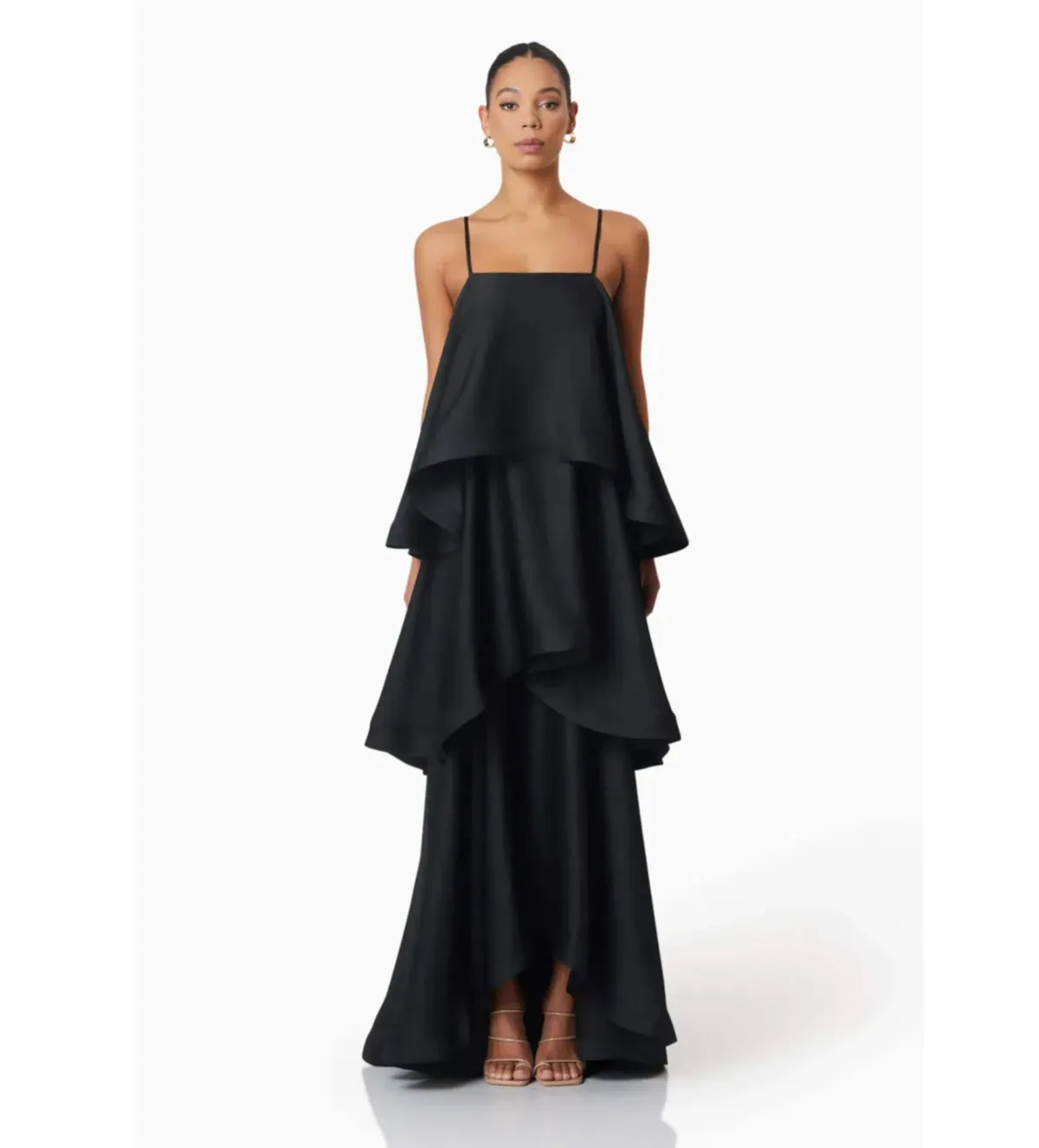 Elliatt Tilly Tiered Maxi Dress in Black Size XS/AU 6 - Image 1