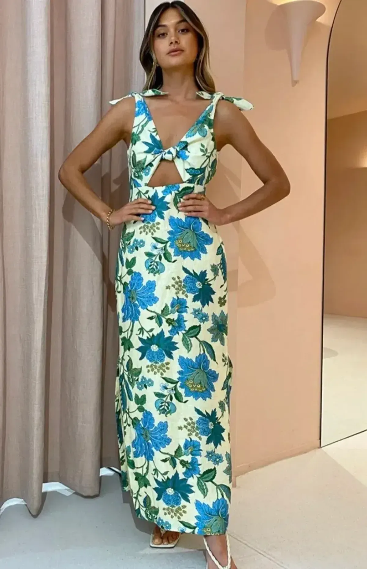 Sir The Label Alexandre Tie Midi Dress Floral Size 6/8 - Image 1