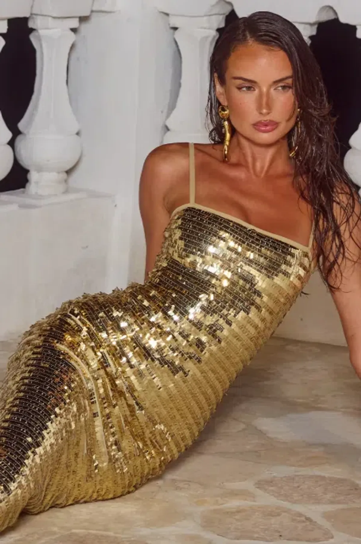 RUNAWAY THE LABEL KERRIE SEQUIN MAXI DRESS - GOLD - Image 3