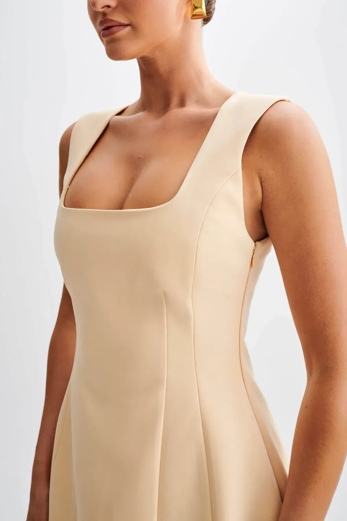 Lysandre Crepe Mini Dress - Peach - Image 2