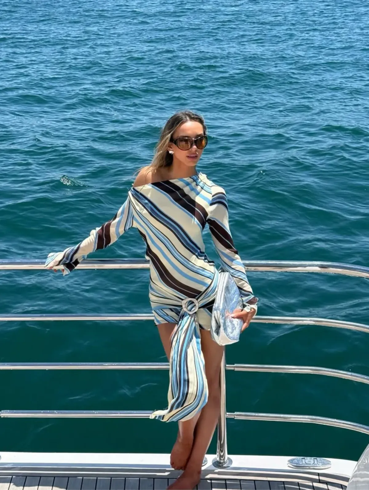 Benni Elise Mini Dress size 12 Ocean Stripe - Image 2