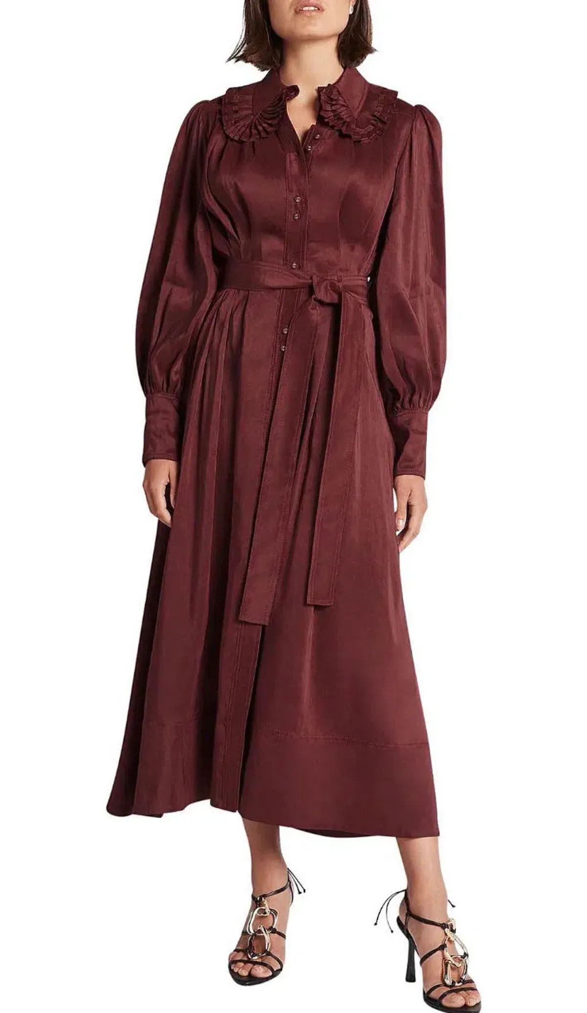 Idealist Pleated Collar Midi Dress (Aje) - Image 2