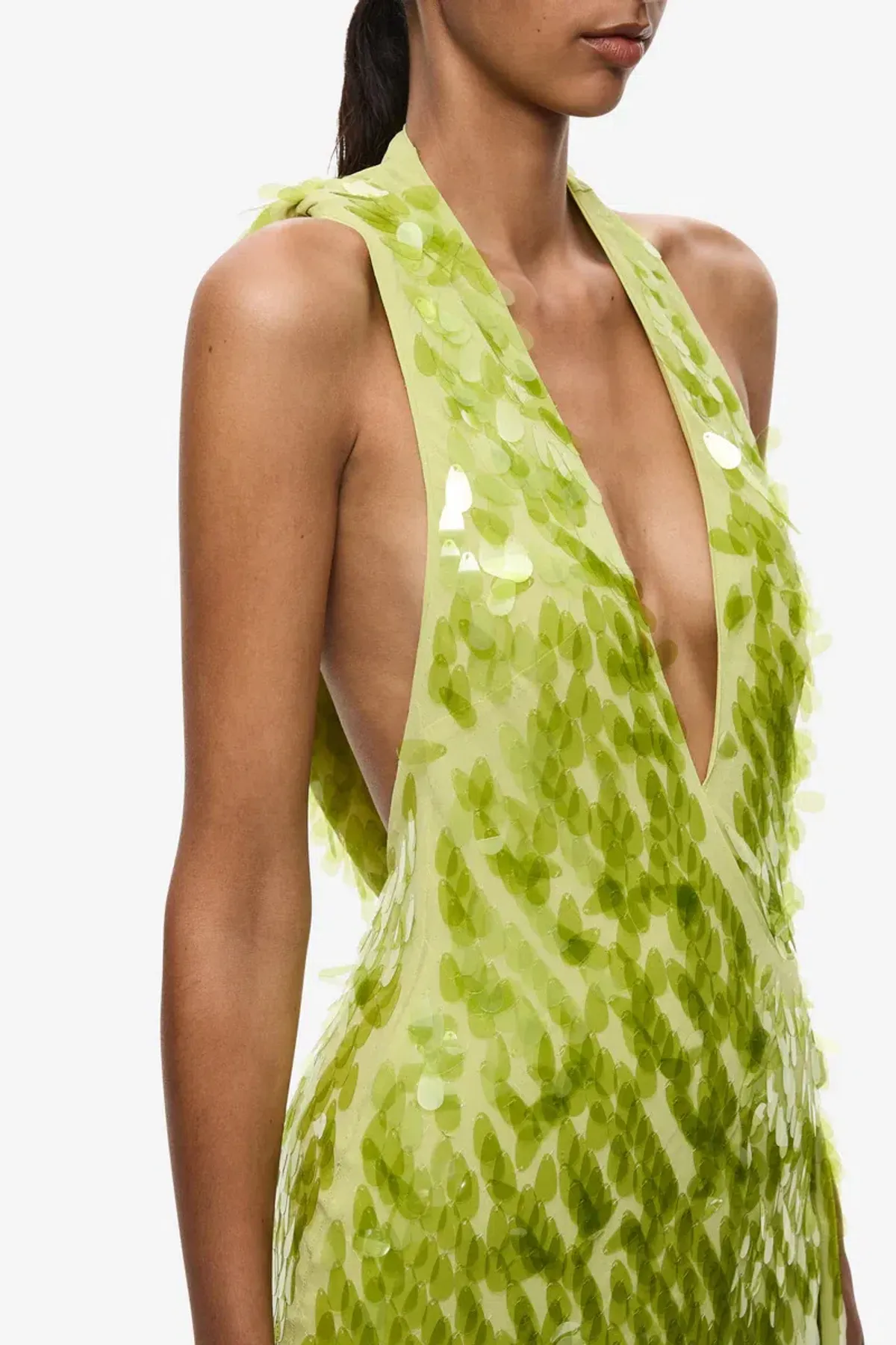 Misha Sapphire Sequin Mini Dress in Apple Green Size 8 - Image 3