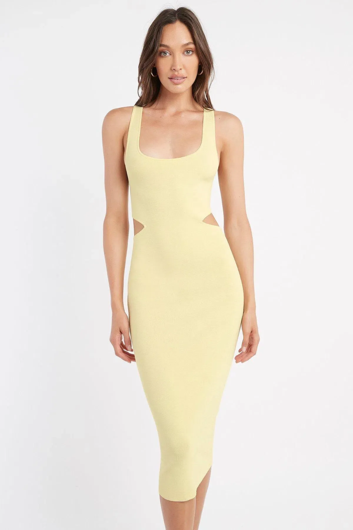 Kookai Malone Cut Out Midi Dress Yellow - Image 1