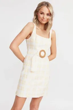 Kookai Checker Linen Mini Dress Print Size 8 for rent on The Volte - image 2