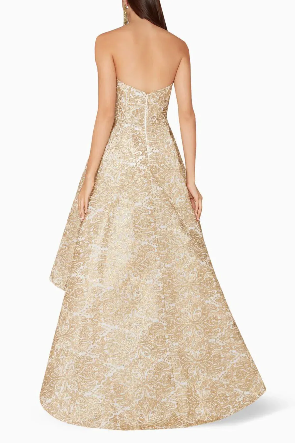 Elle Zeitoune Gold Embroidered Gianna Dress Size 12 - Image 2