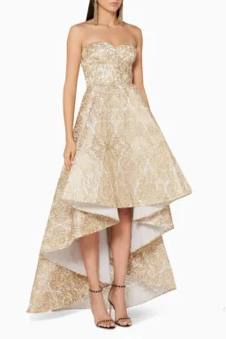 Elle Zeitoune Gold Embroidered Gianna Dress Size 12 for rent on The Volte - image 1