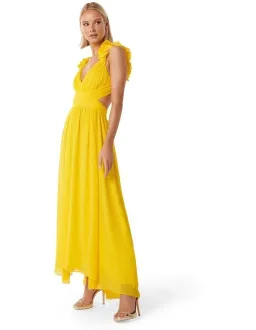 Forever New Selena Ruffle Shoulder Maxi in Yellow Size 12 for rent on The Volte - image 2