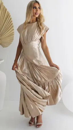 Aje Serendipity Reflection Midi Dress Champagne s.8 for rent on The Volte - image 1