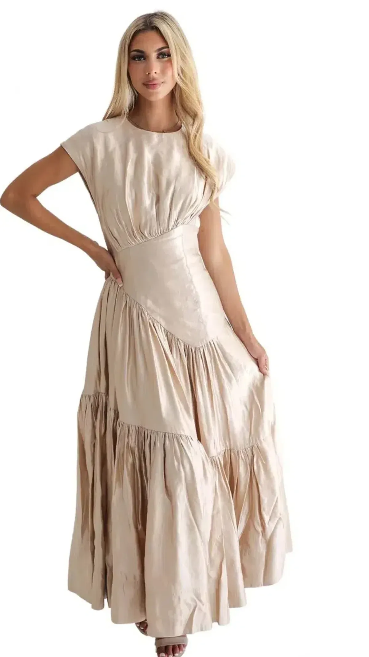Aje Serendipity Reflection Midi Dress Champagne s.8 - Image 3
