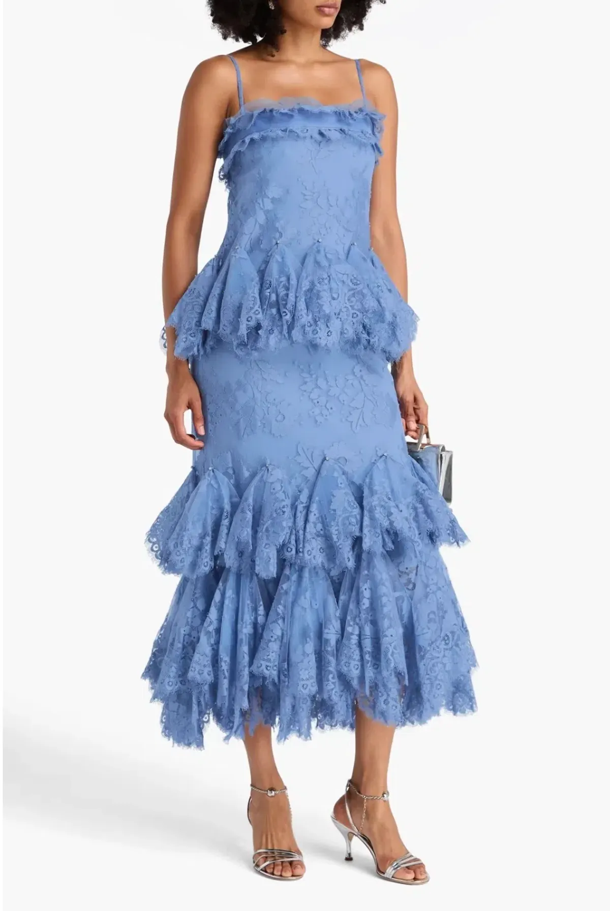Zimmermann Eden Lace Handkerchief Dress Blue Size 1/AU10 - Image 3