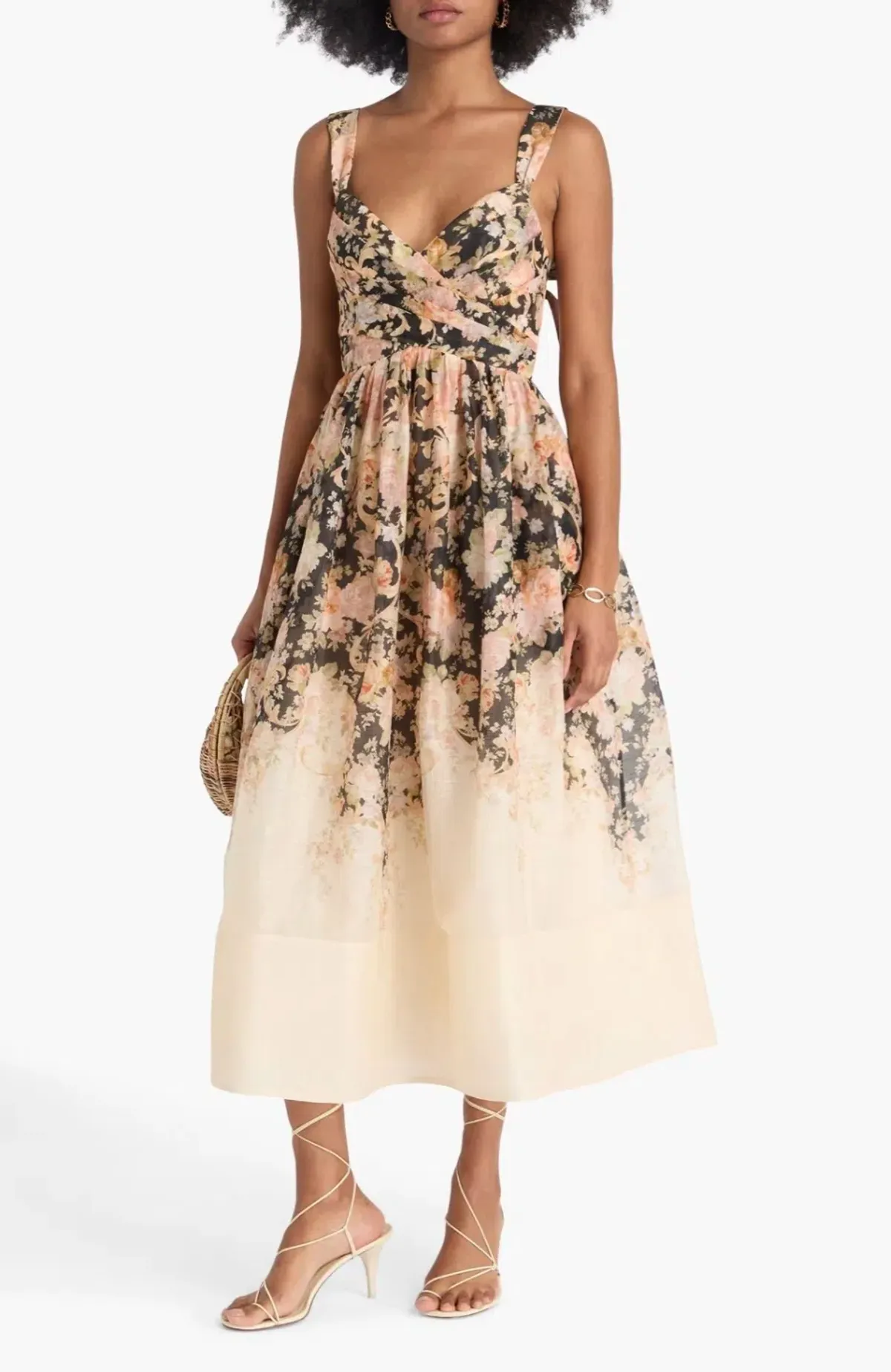 Zimmermann Illustration Midi Dress Tea Rococo Floral Size 3/AU14 - Image 1