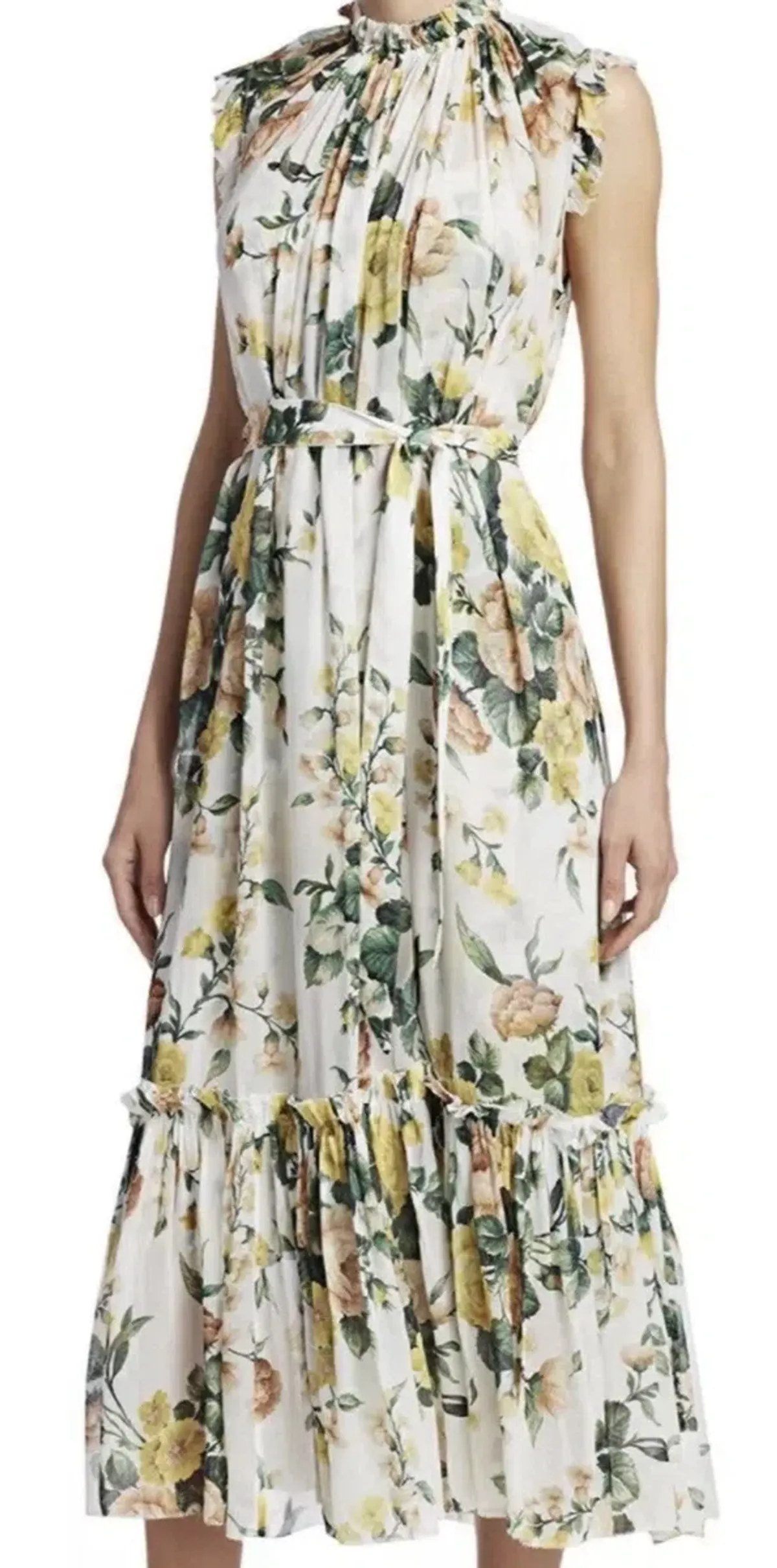 Zimmermann White Green Zippy Print Dress Size 2 (AU10-12) - Image 3