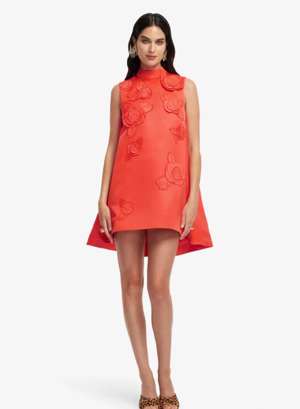 Leo Lin Fallon Appliqué Floral Mini Dress Saffron Size 16 - Image 3