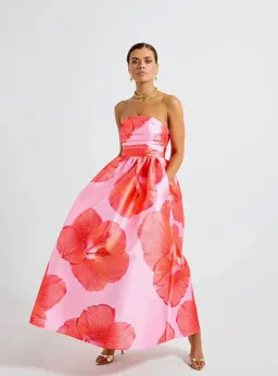 Pasduchas kalani Strapless Midi Dress size 14 raspberry for rent on The Volte - image 1