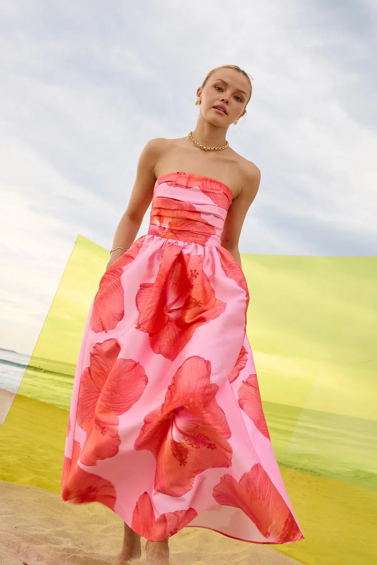 Pasduchas kalani Strapless Midi Dress size 14 raspberry - Image 2