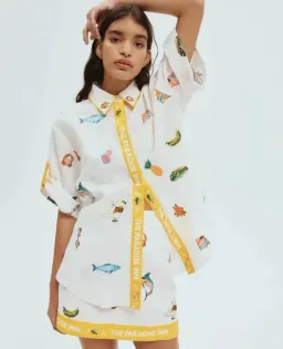 ALEMAIS Blue Marlin Embroidered Shirt & Skirt Set Size 10 AU for rent on The Volte - image 2