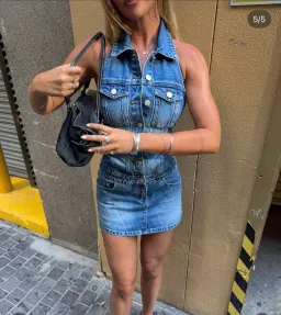 Venroy Denim halter dress 6 for rent on The Volte - image 2