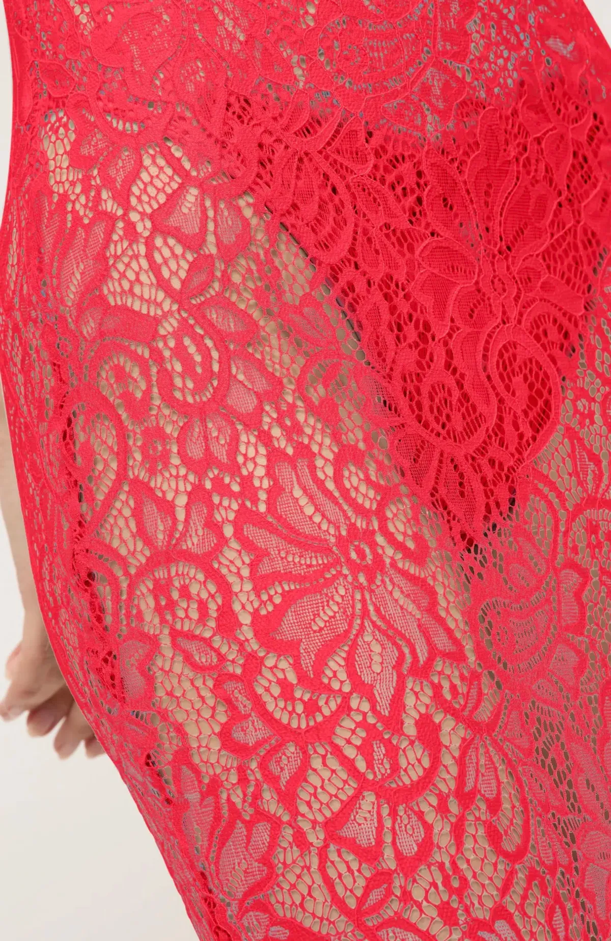 Michael Lo Sordo Halle Lace Midi Dress in Red Size 10 - Image 5