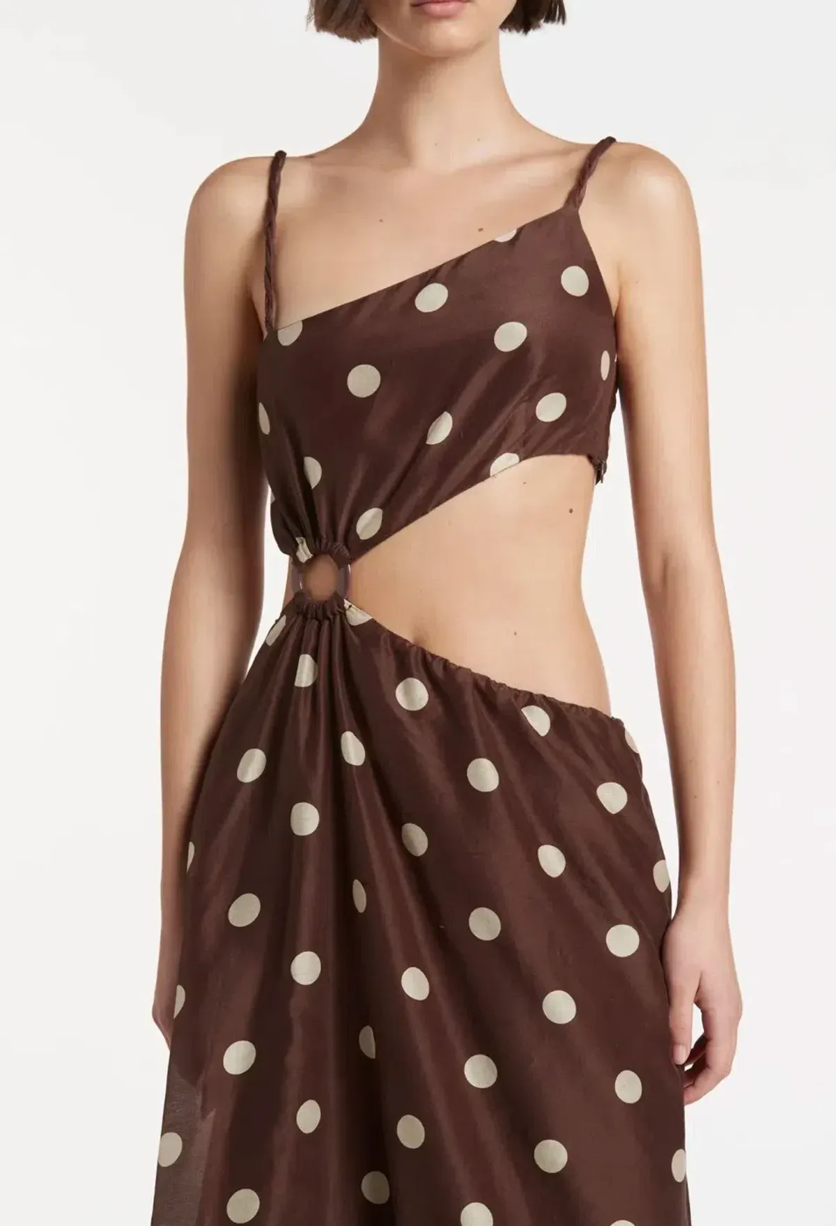 SIR Vivi Asymmetrical Cut Out Maxi Dress In Marlon Polka Dot Size 0 - Image 3