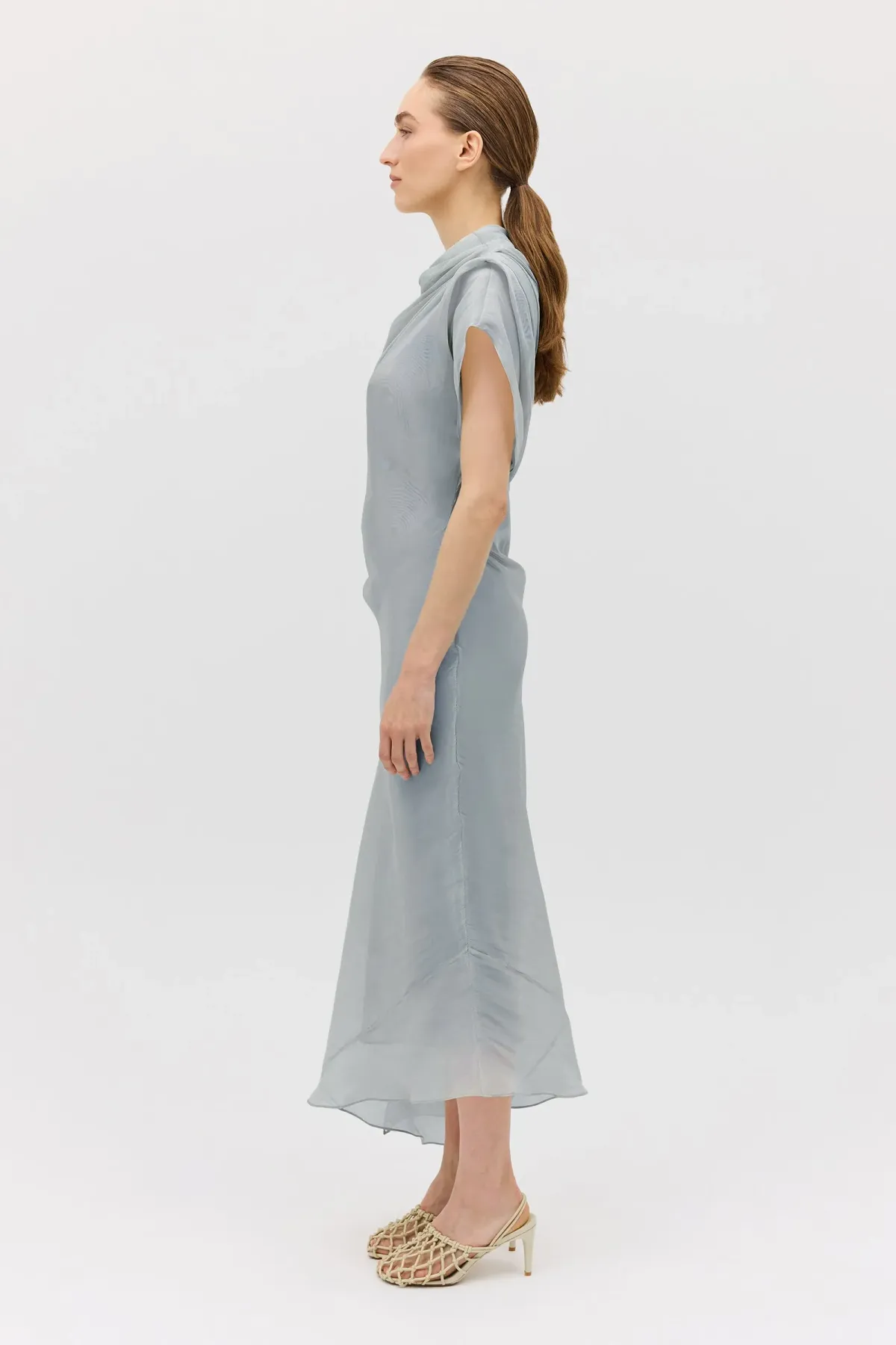Bianca Spender Liquid Organza Decode Dress Blue Size 10 - Image 5