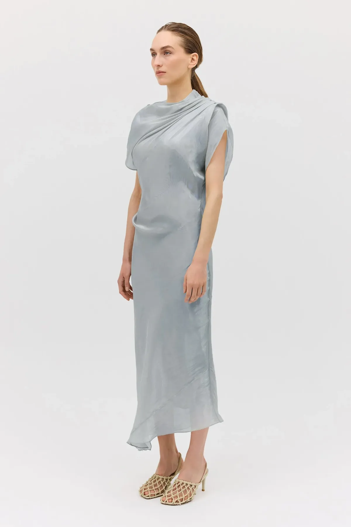 Bianca Spender Liquid Organza Decode Dress Blue Size 10 - Image 4
