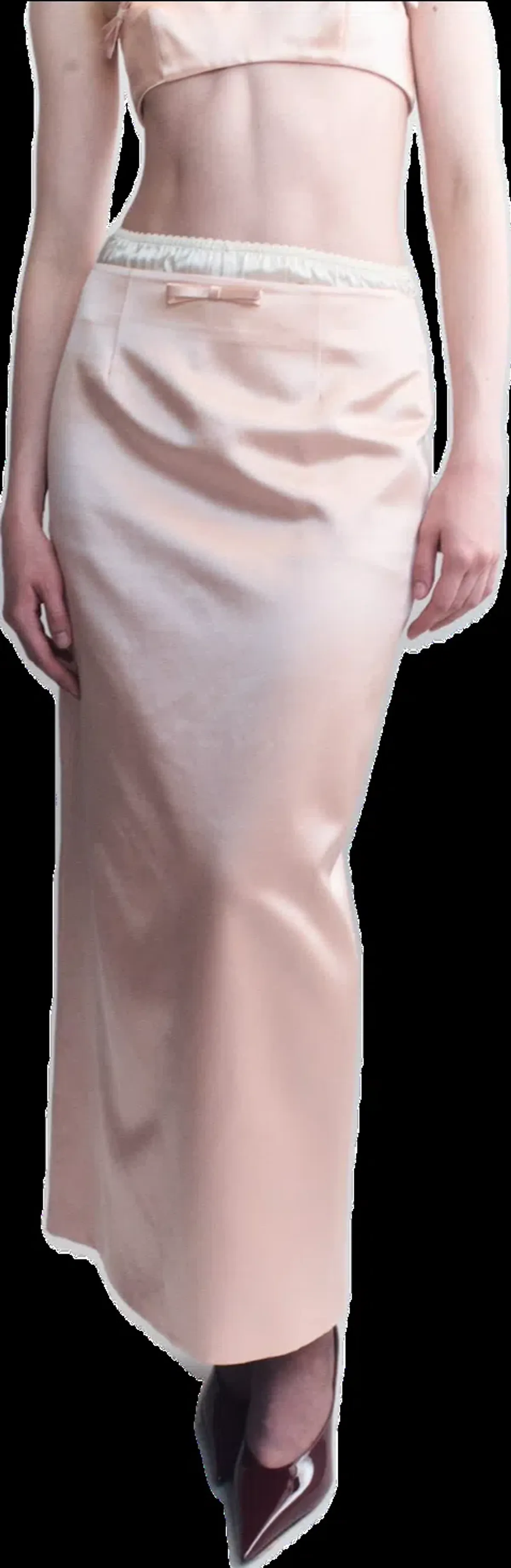 Courtney Zhang - Irene Wool Silk Duchesse Midi Skirt - Pink - Image 1