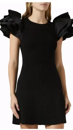 Aje Questa Puff Mini Dress Black s.M for rent on The Volte - image 5