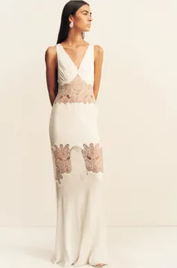 Shona Joy stratus plunged lace panelled maxi dress - ivory 10 for rent on The Volte - image 2