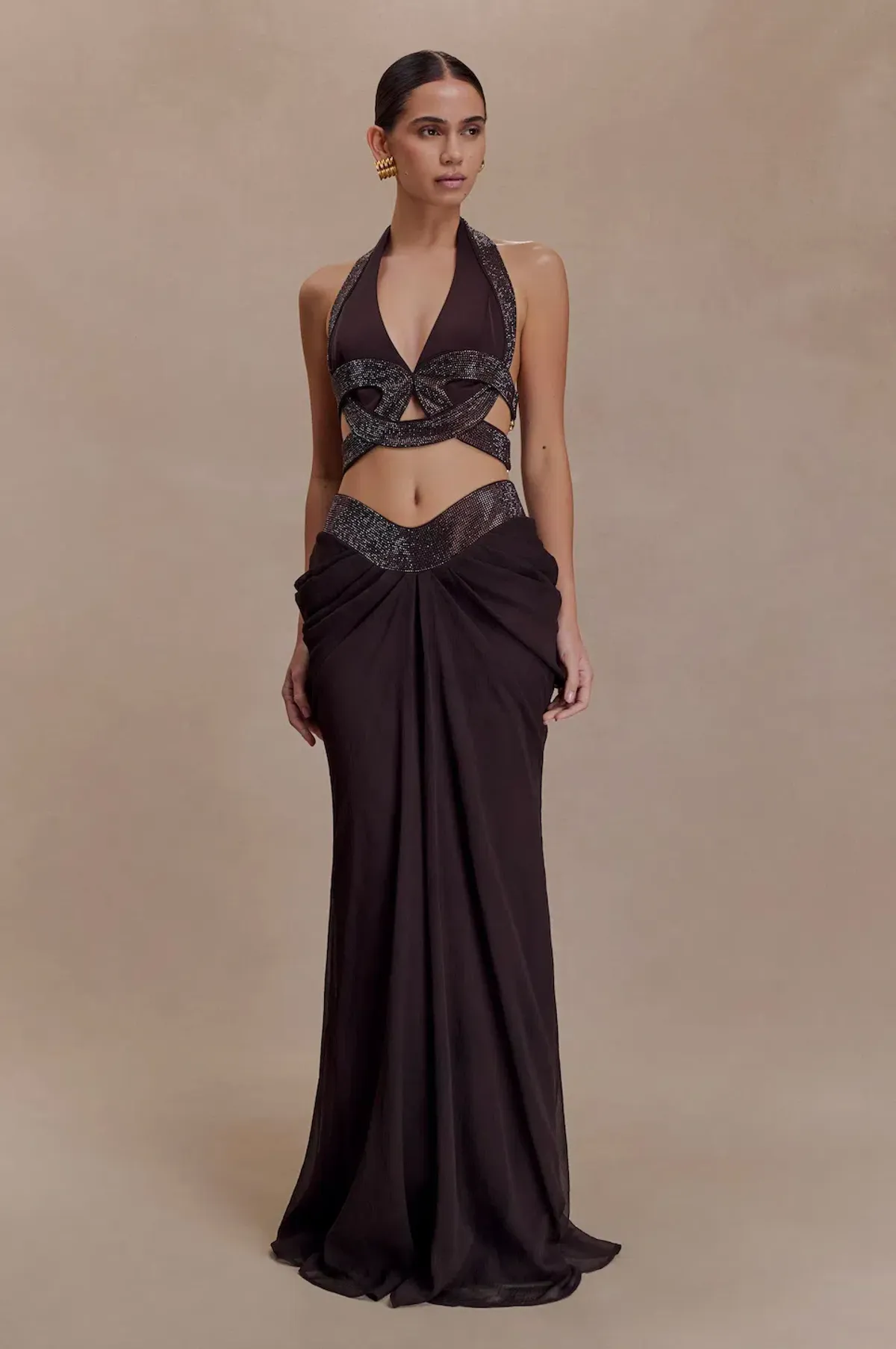 MESHKI Siren Halter Top & Maxi Skirt. Size S / AU 8 - Image 3