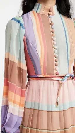 Zimmermann Rainbow Striped Crepe De Chine Midi Dress Multi Size 1 /AU 10 for rent on The Volte - image 2