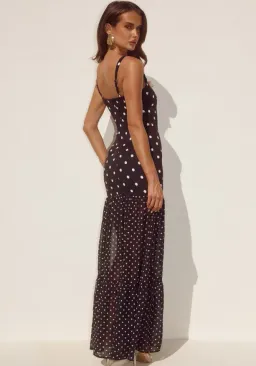 Runaway The Label Tillie Sheer Bottom Maxi Dress - Black/White Polka Size 12 for rent on The Volte - image 2