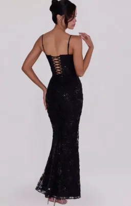 House of CB Naima black hand beaded embellished corset maxi dress - limited edition Regular Cup Size S for rent on The Volte - image 2