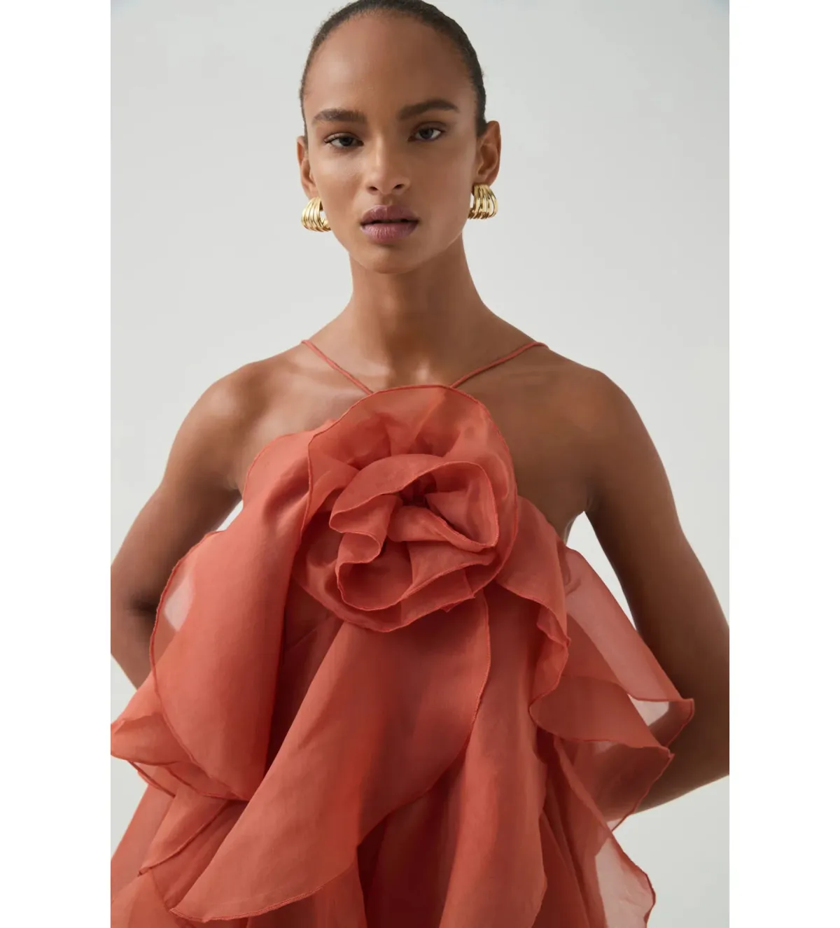 Aje Pandorea Layered Maxi Dress Coral Clay Size 6 - Image 6
