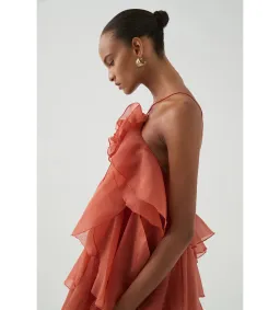 Aje Pandorea Layered Maxi Dress Coral Clay Size 6 for rent on The Volte - image 7