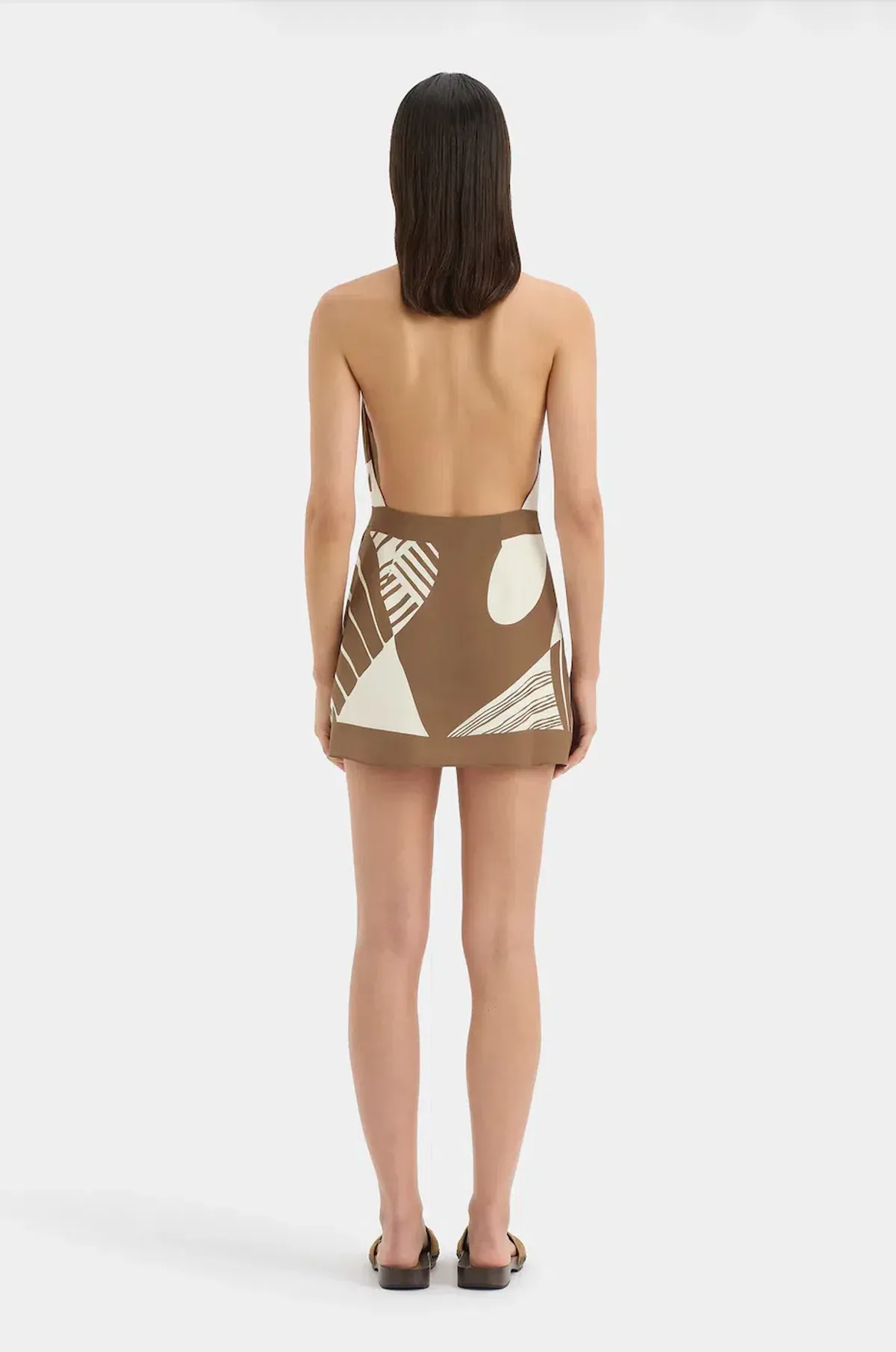 ALMARA WRAP HALTER MINI DRESS | ESPRESSO STRIPE - SIZE 10 - Image 4