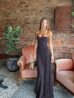 DOUBLE TIME PLEAT DRESS | DARK CHOCOLATE - SIZE 10 for rent on The Volte - image 6