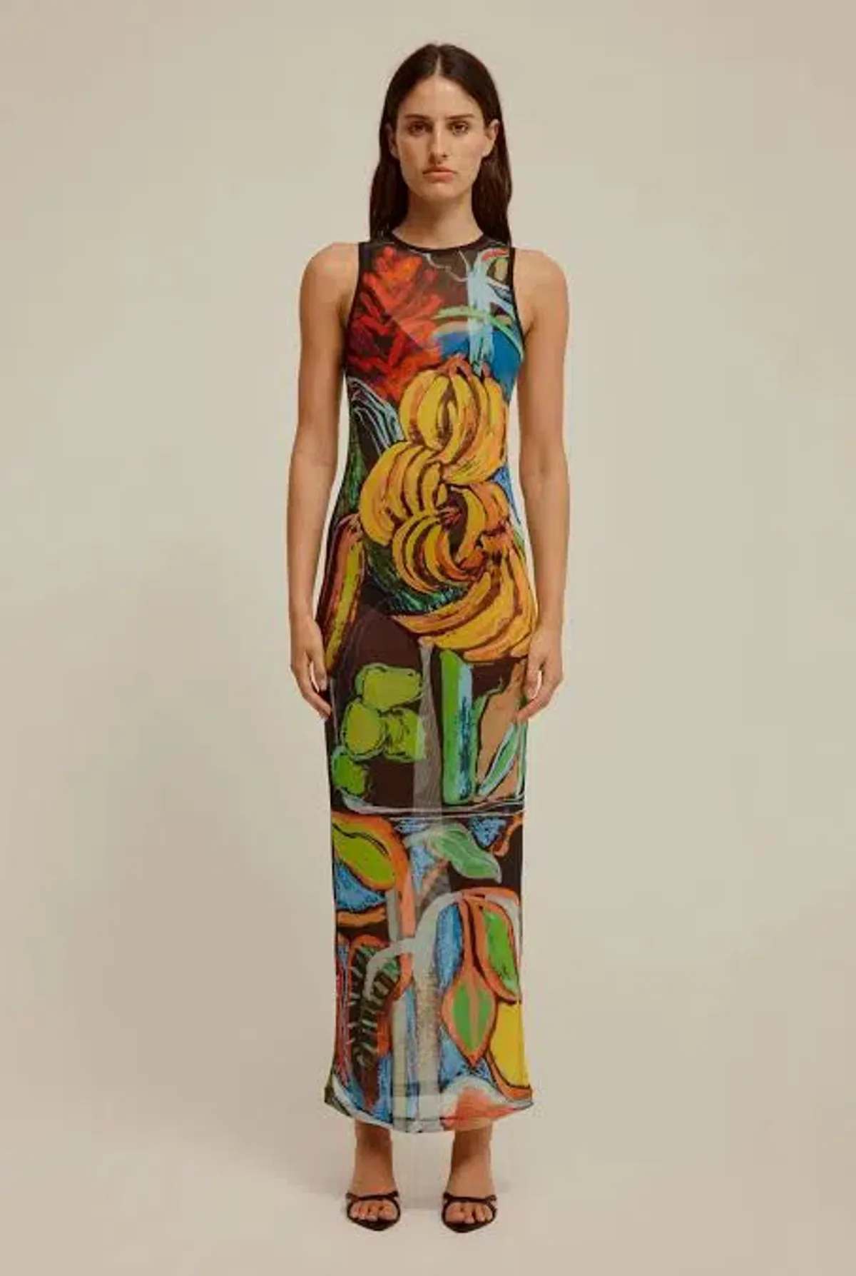 Venroy Mesh Tank Dress Jamaica Print Size 8 S Small - Image 1