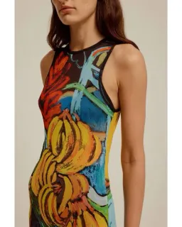 Venroy Mesh Tank Dress Jamaica Print Size 8 S Small for rent on The Volte - image 3