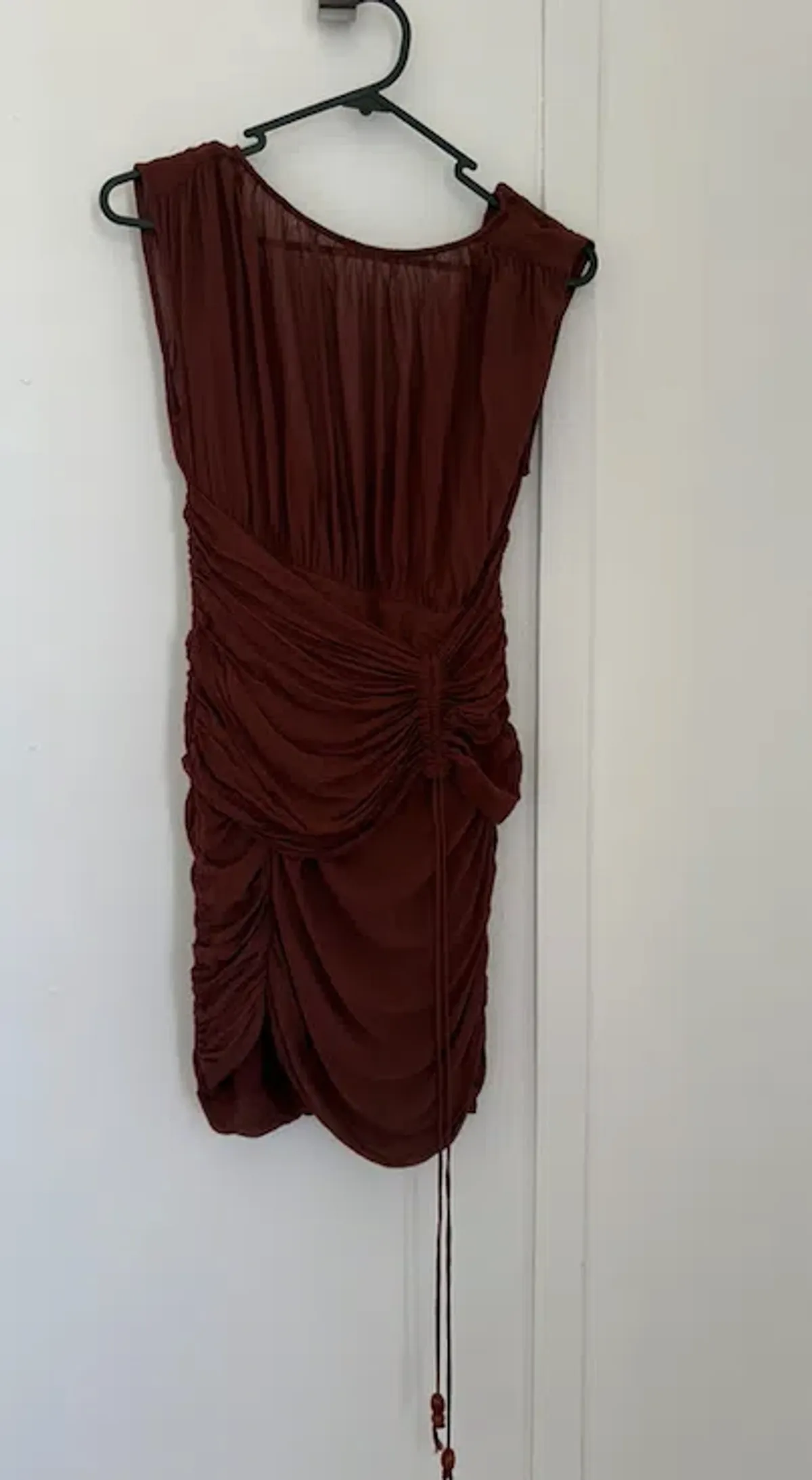 Shona Joy Blair Panelled Gathered Mini Dress in Cocoa - Image 5
