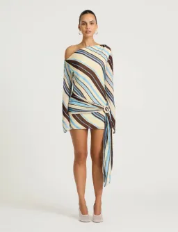 Benni Elise mini Dress in Ocean Stripe size 6 for rent on The Volte - image 2