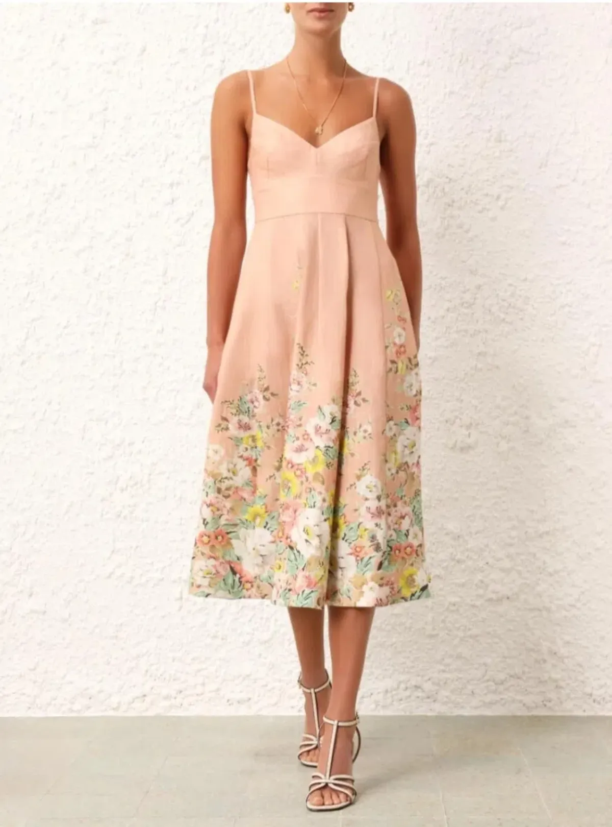 Zimmermann Matchmaker Picnic Midi Dress in Pink Floral Size 3 AU 14 - Image 1